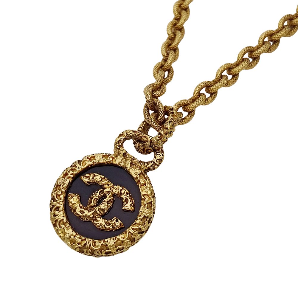 シャネル CHANEL ネックレス レディース ブランド ゴールド ブラック ココマーク 大ぶり 大きめ おしゃれ 【中古】