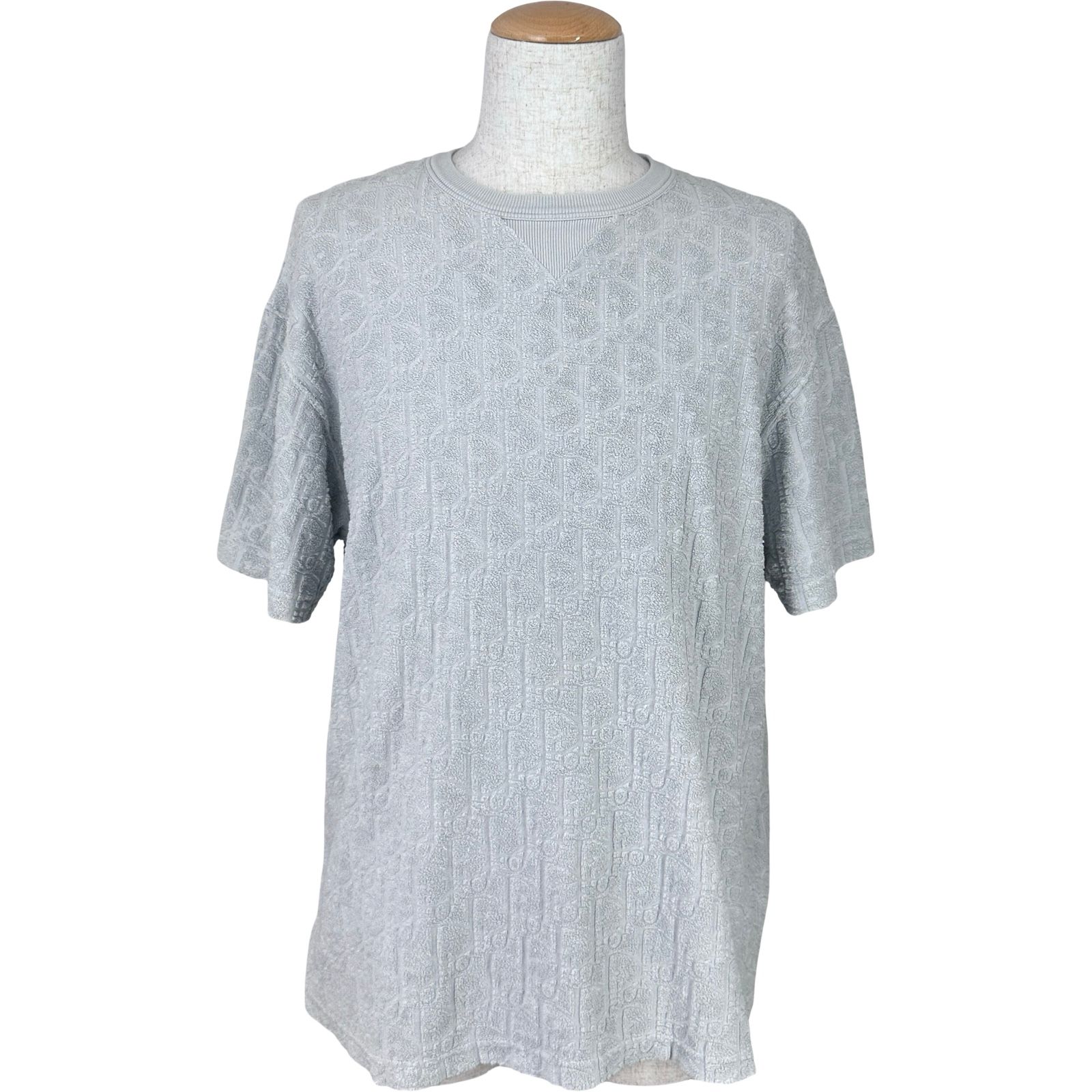クリスチャン・ディオール Christian Dior オブリーク総柄 テリーコットン 半袖Tシャツ 113J692A0614 グレー コットン メンズ 半袖Ｔシャツ