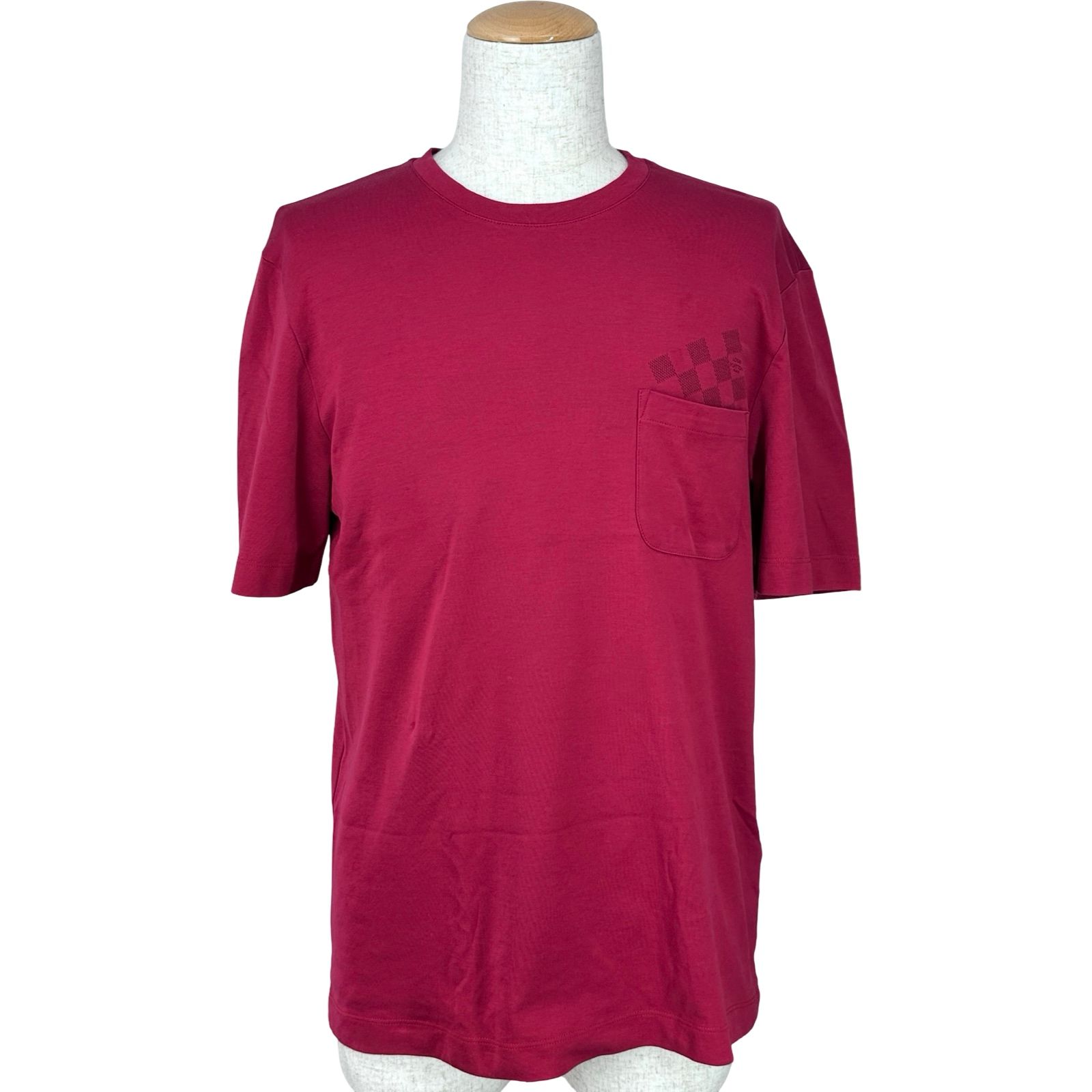 ルイ・ヴィトン LOUIS VUITTON ダミエポケットTシャツ レッド コットン メンズ 半袖Ｔシャツ