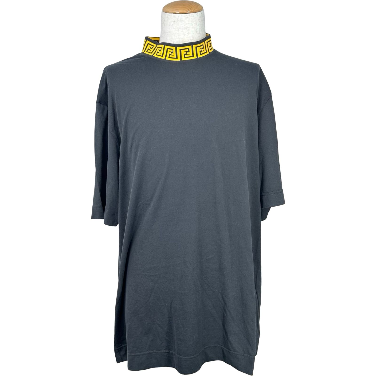 フェンディ FENDI FENDACE ネックロゴシャツ FY1088 ブラック コットン メンズ 半袖Ｔシャツ
