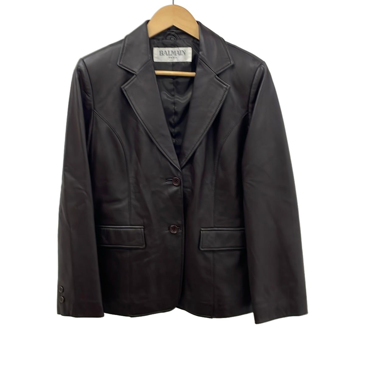 BALMAIN(バルマン) ジャケット サイズ11 M レディース美品 - ダークブラウン 長袖/レザー/秋
