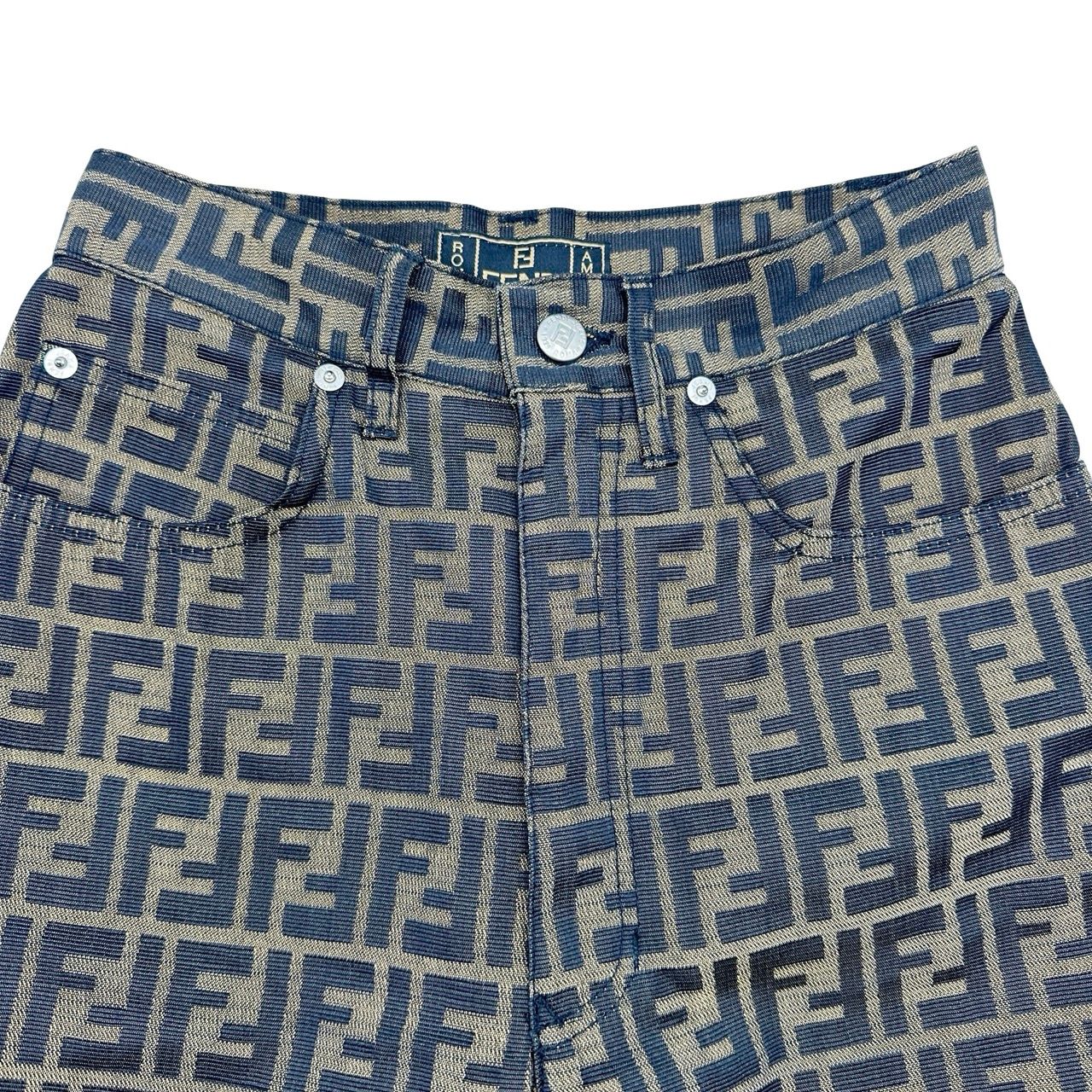 フェンディ FENDI FF総柄パンツ ブラウン ポリエステル レディース