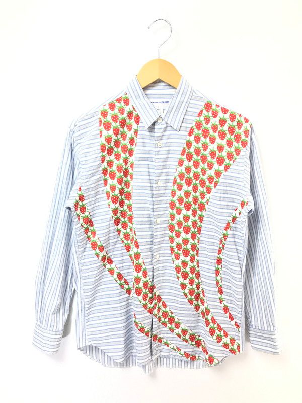 【中古品】 COMME DES GARCONS SHIRT コムデギャルソンシャツ × BRETT WESTFALL STRAWBERRY STRIPE SHIRT FK-B001 ストライプシャツ 【140-260520-na-22-tagh】