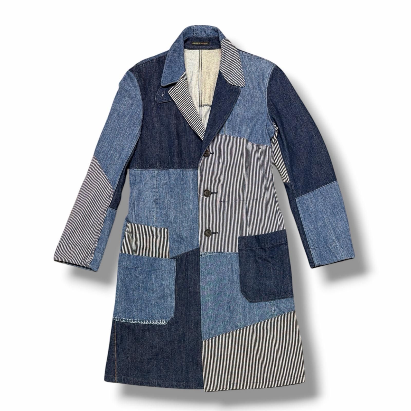 Yohji Yamamoto POUR HOMME デニムパッチワークコート デニムジャケット ヨウジヤマモトプールオム HR-J95-098 インディゴ 2 （15692M）