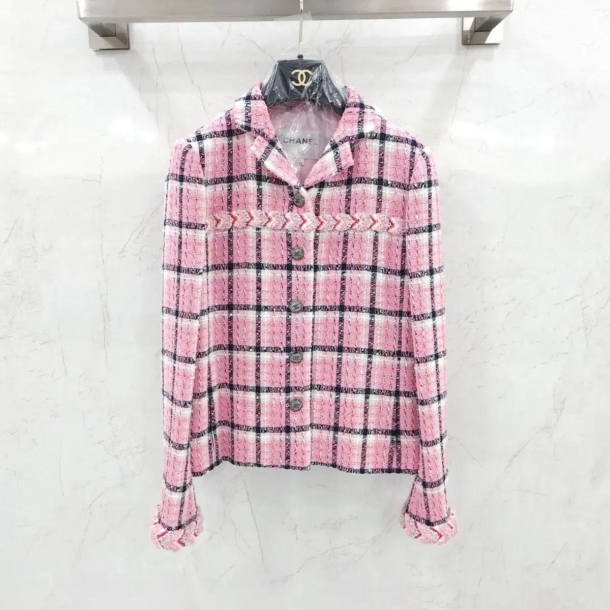 34 / シャネル 24SS プリコレクション ピンク ツイード ジャケット P77302
