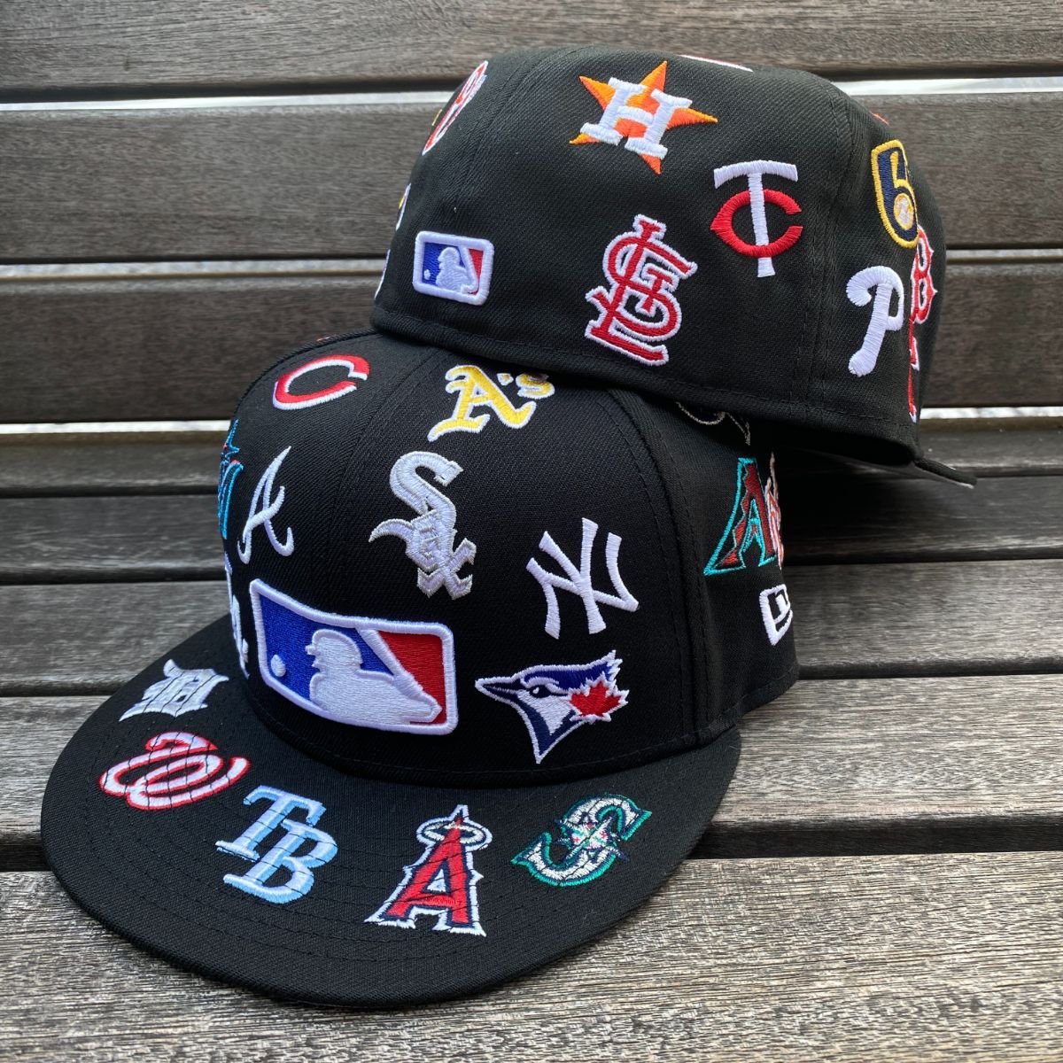 海外仕様 59FIFTY ニューエラ NEWERA 総柄 MLB 限定 Allover Patches キャップ (100-5)