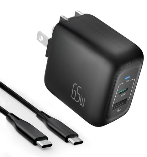SUKEY PD 充電器 65W タイプC 急速充電器 折り畳み式 2ポート(USB-C*1とUSB-A*1) GaNII窒化ガリウム Type-C 充電器 PD3.0 PPS規格対応 MacBook iPad Pro iPhone Gala 73427871