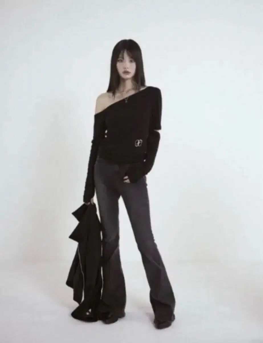 アズオン 麻 パンツ ブラック merge pants s