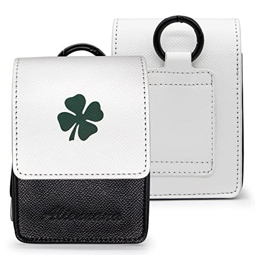 ☆新品☆ゴルフレーザー距離計用収納ボックス キャリングケース 高級レザー製距離計測器ホルダーラッキークローバー仕様 計測器収納 マグネット開閉 携帯便利 軽量 606b2248