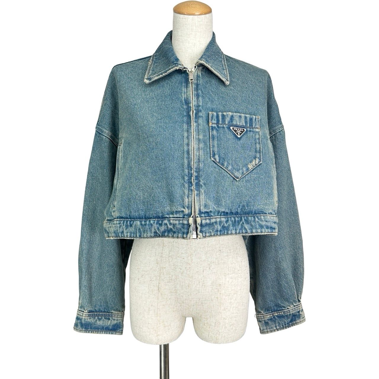 その他プラダ PRADA トライアングルロゴクロップドデニムジャケット 