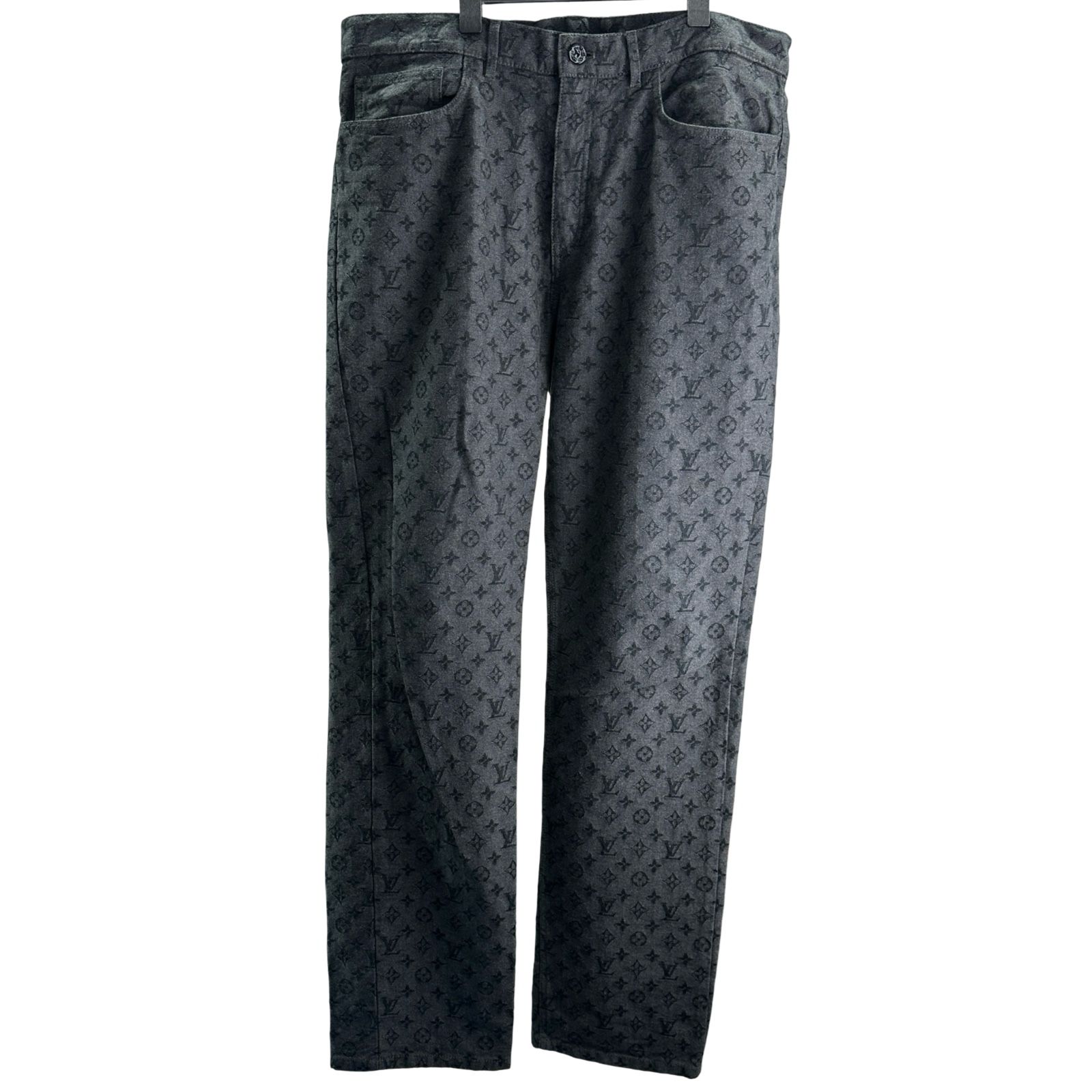 ルイ・ヴィトン LOUIS VUITTON ×NBA モノグラム総柄デニムパンツ HKD05W ブラック コットン メンズ デニムパンツ