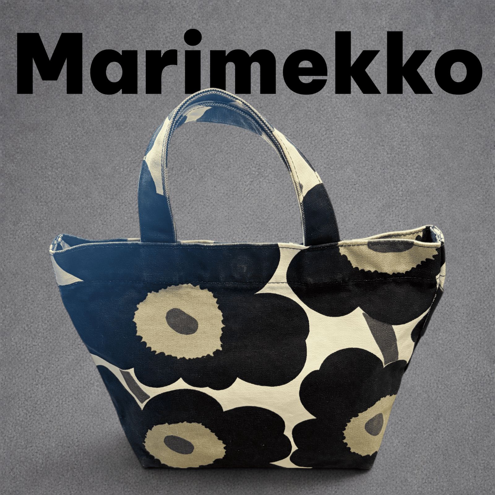 marimekko ウニッコ柄 トートバッグ キャンバスバッグ(グレー花 