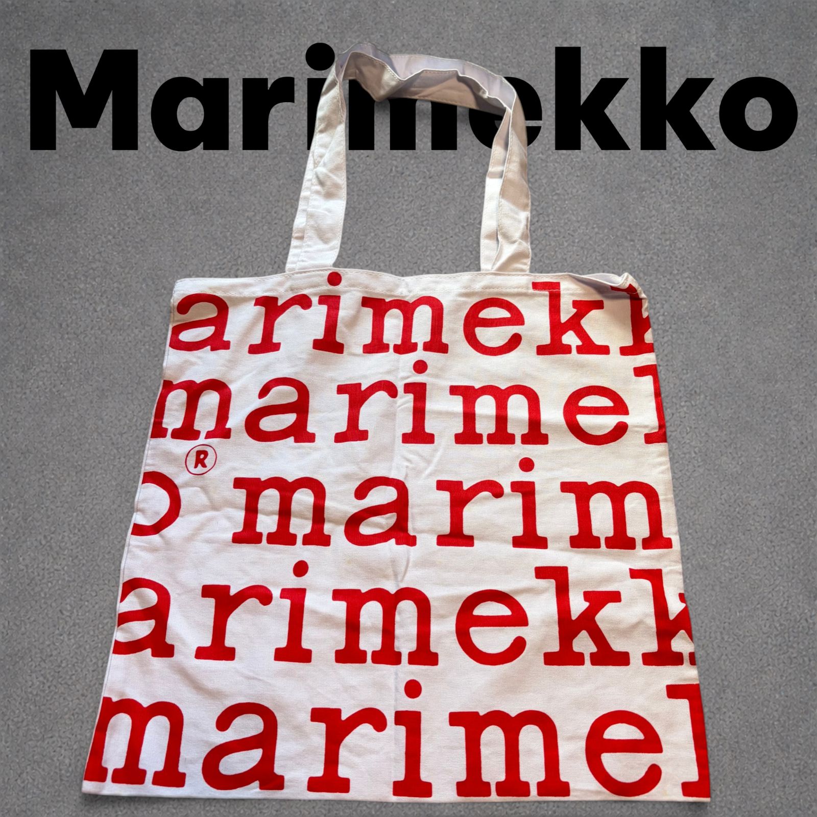 marimekko ロゴプリント トートバッグ キャンバスバッグ ホワイト 