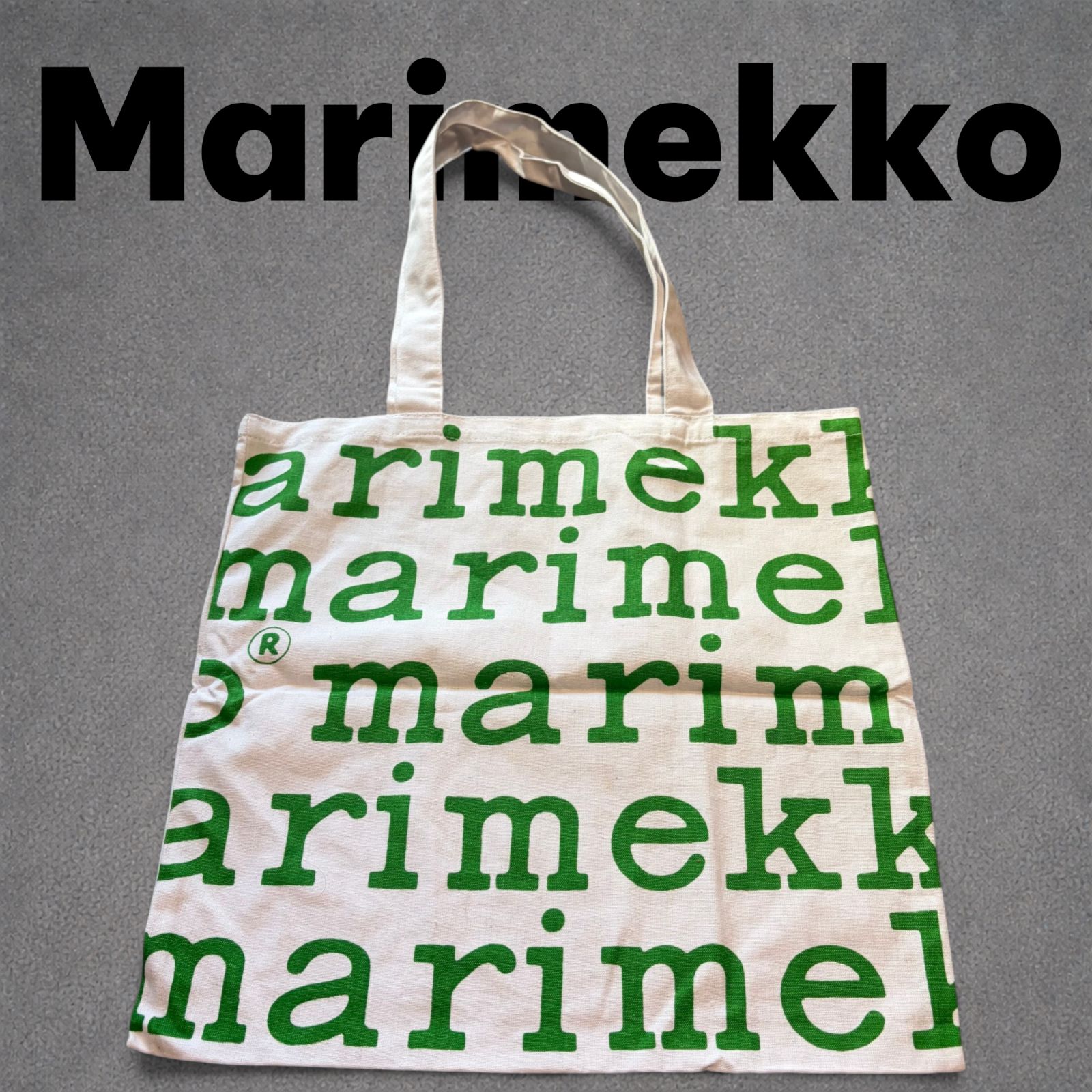 marimekko ロゴプリント トートバッグ キャンバスバッグ ホワイト 