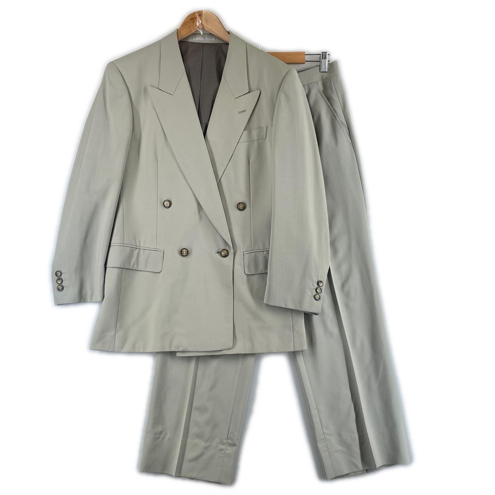 LANVIN ランバン 無地 秋冬 AW セットアップ ウール セージグレー メンズ S48-25 / 79【古着】【中古】【送料無料】