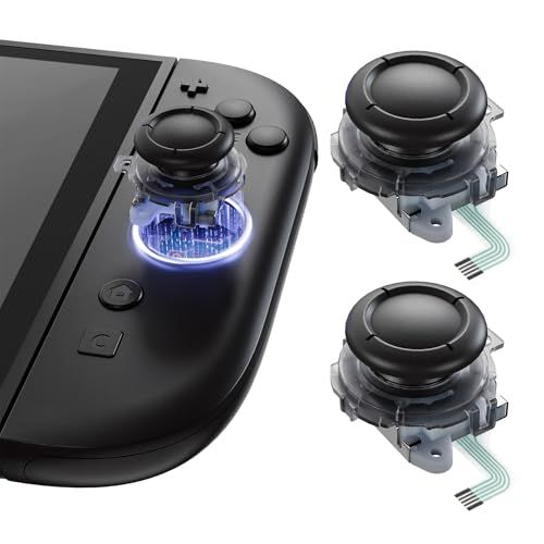 eXtremeRate Nintendo Switch 2 Joy-Conに対応用交換3Dジョイスティック、Joy-Con 2左右コントローラー対応アナログスティック サムスティック、修理工具付き マルチカラー【クリアスレートブラック】e bad445d0