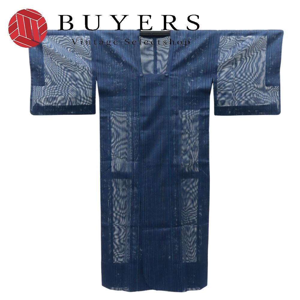 【中古】 道行・道中 紗 化学繊維 ネイビー レッド スリーシーズン 道行コート 和装 呉服 和服 きもの レディース 女性
