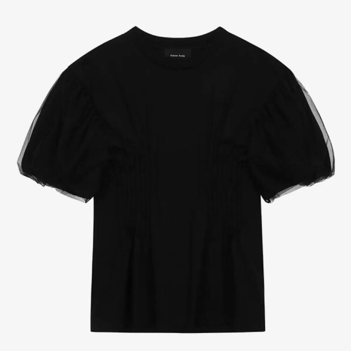 シモンロシャ シャーリング パフスリーブ 半袖Tシャツ ブラック