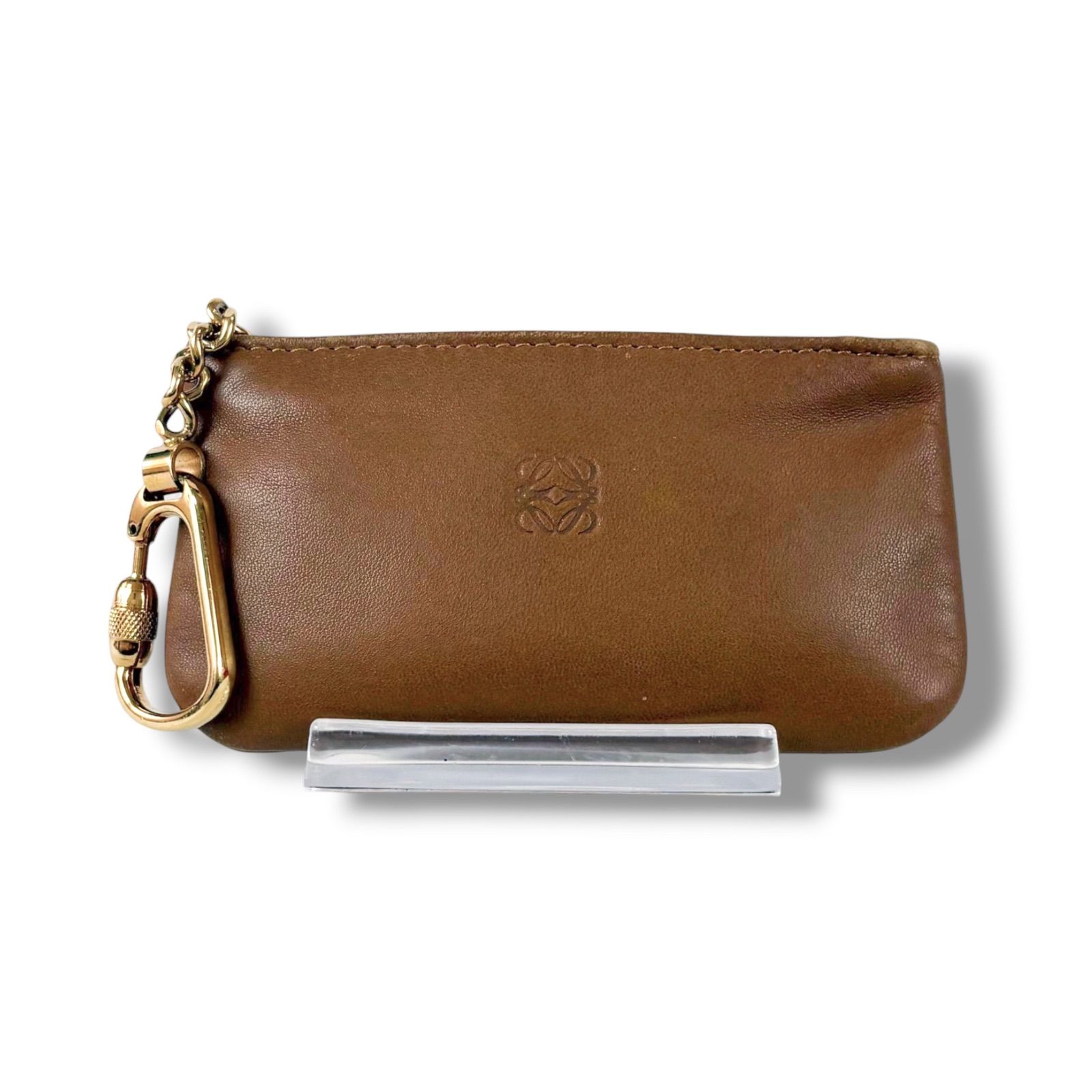ロエベ　LOEWE キーリング付き　コインケース　ミニポーチ　小銭入れ　アナグラムロゴ　ナッパレザー　ブラウン