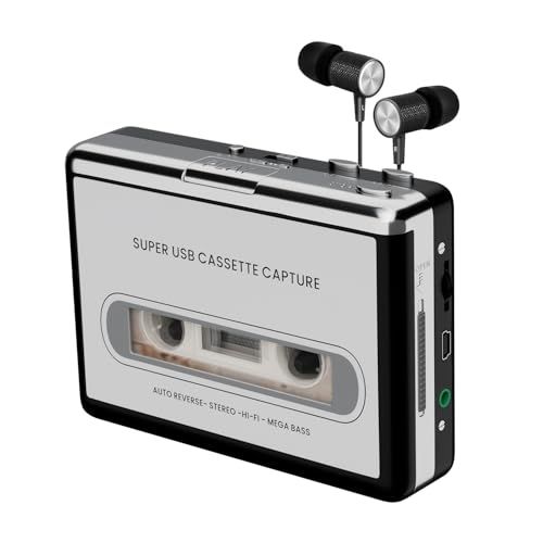 Reshow ポータブルカセットプレーヤー テーププレーヤーオーディオ機器、カセットレコーダーをiPod形式に変換、ノートパソコンとデスクトップPCに対応 テープからデジタル変換、イヤホン付属 -シルバーp 9f00b0e7