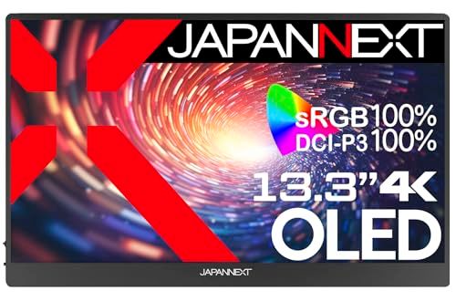 JAPANNEXT 13.3インチ モバイルモニター OLED パネル 4K UHD 3840x2160解像度 スマートケース付き (USB/Type C/PC対応/スピーカー内蔵 / sRGB100% / 光沢) JN-MD-OLED133 f1e9c5e3