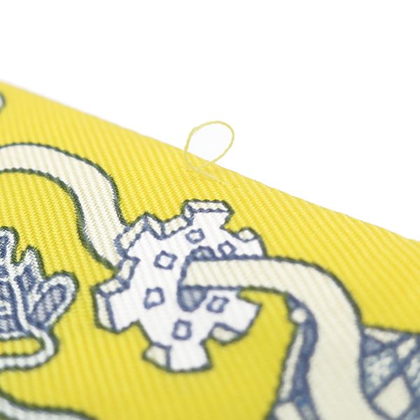 エルメス Herms スカーフ ツイリー シルク イエロー×グレー 【LA FOLLE