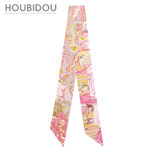 エルメス Herms スカーフ ツイリー シルク ピンク×ジョーヌドール×レッド 新品 未使用 【シティー オブ ライト】 H064103S 【箱】【中古】