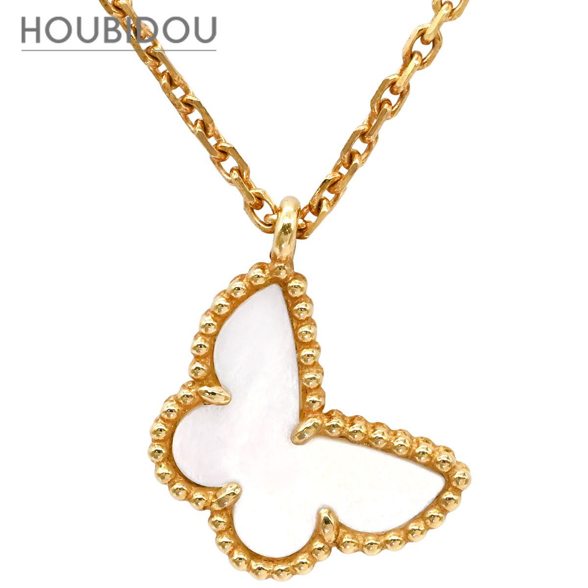 ヴァンクリーフアーペル Van Cleef & Arpels ネックレス スウィート パピヨン ペンダント パールホワイト×イエローゴールド 白 VCA 750 YG 18K シェル VCARF69300【中古】