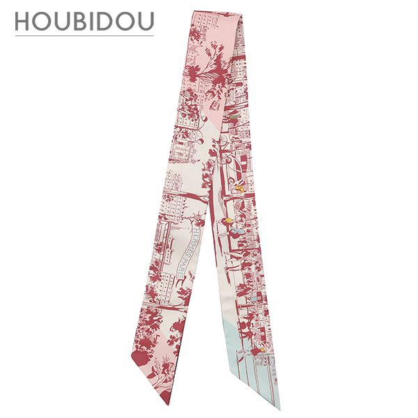 エルメス Herms スカーフ ツイリー シルク クレーム×フランボワーズ×ブルー 新品 未使用 【ブールヴァールの陰から】 H062910S 【箱】【中古】