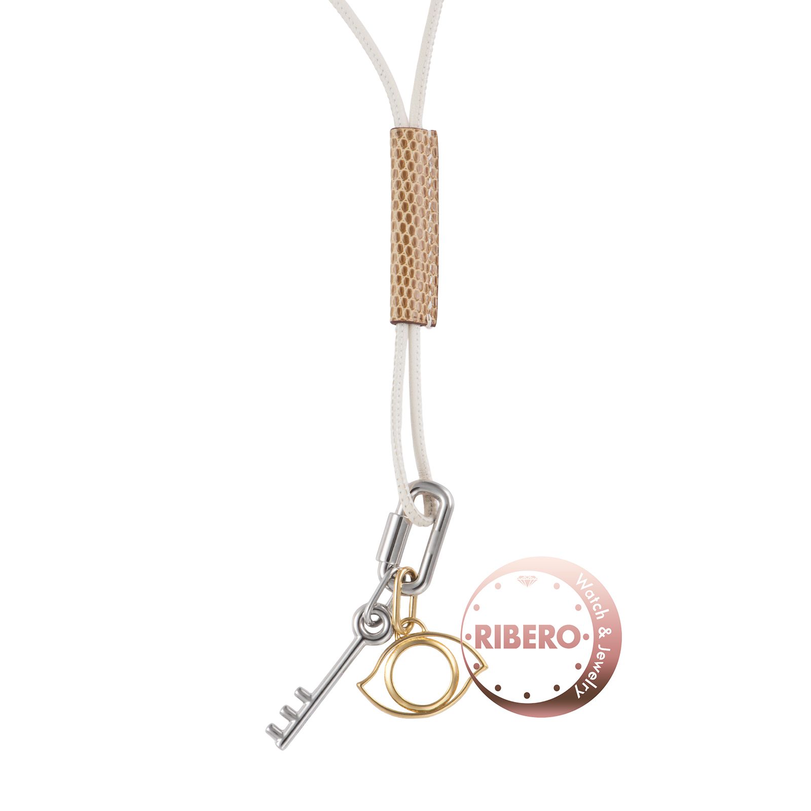 HERMES エルメス キュリオジテ ネックレス ペンダント 鍵&目チャーム メタル シルバー ホワイト【中古】
