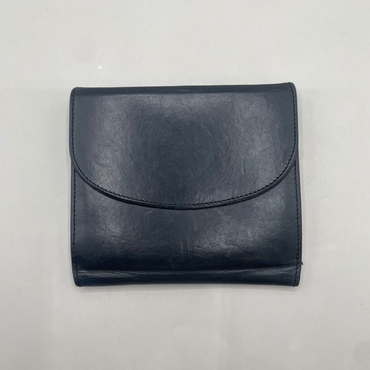 美品 LOEWE ロエベ 二つ折り財布 ロゴ型押し アナグラム レザー 黒 