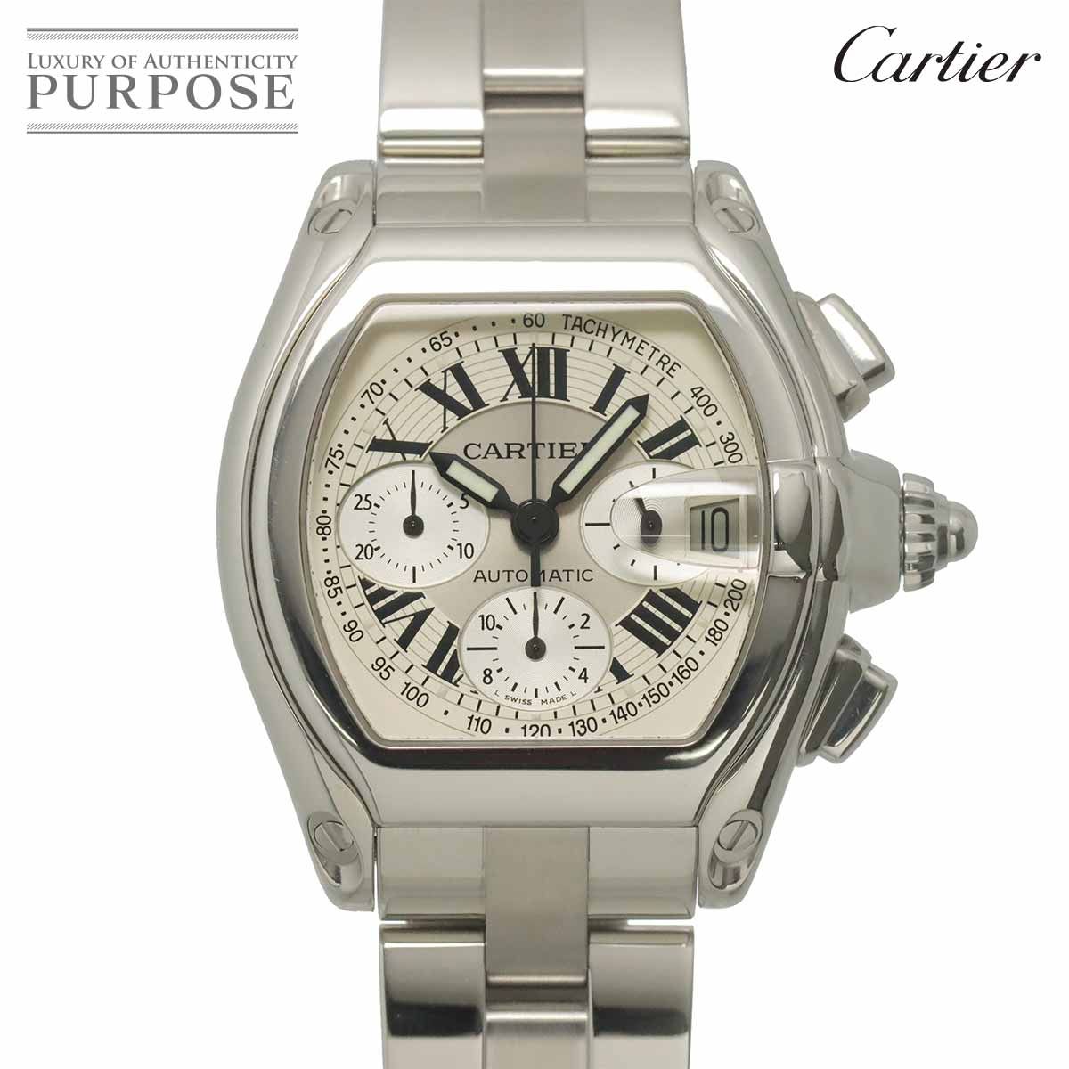 カルティエ Cartier ロードスター XL クロノグラフ W62006X6 メンズ 腕時計 デイト シルバー 自動巻き ウォッチ Roadster 90305836