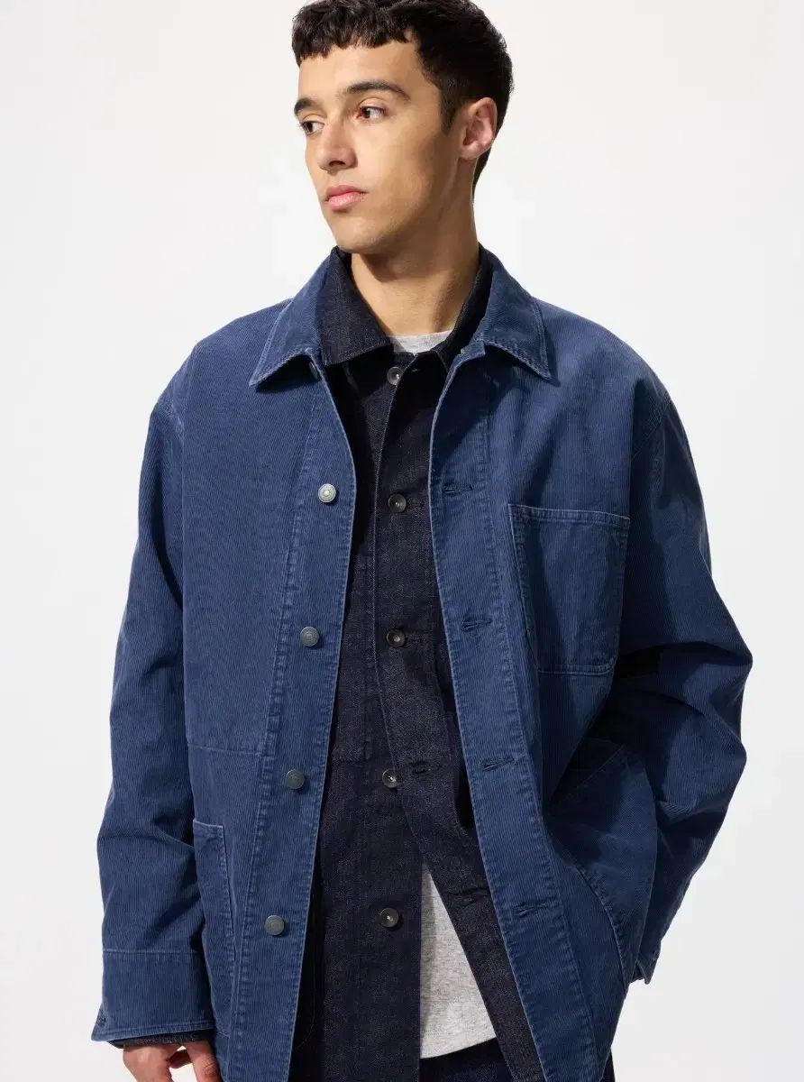 (新品) UNIQLO ユニクロ コーデュロイ ジャケット Lサイズ ブルー メンズ ジャケット
