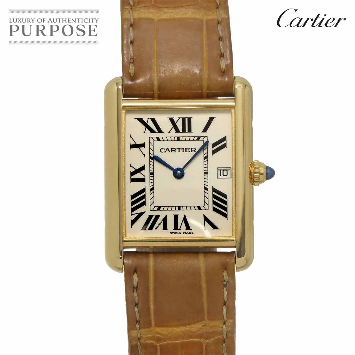 カルティエ Cartier タンクルイLM W1529756 デイト メンズ 腕時計 アイボリー K18YG イエローゴールド クォーツ Tank Louis 90319057 512,000円