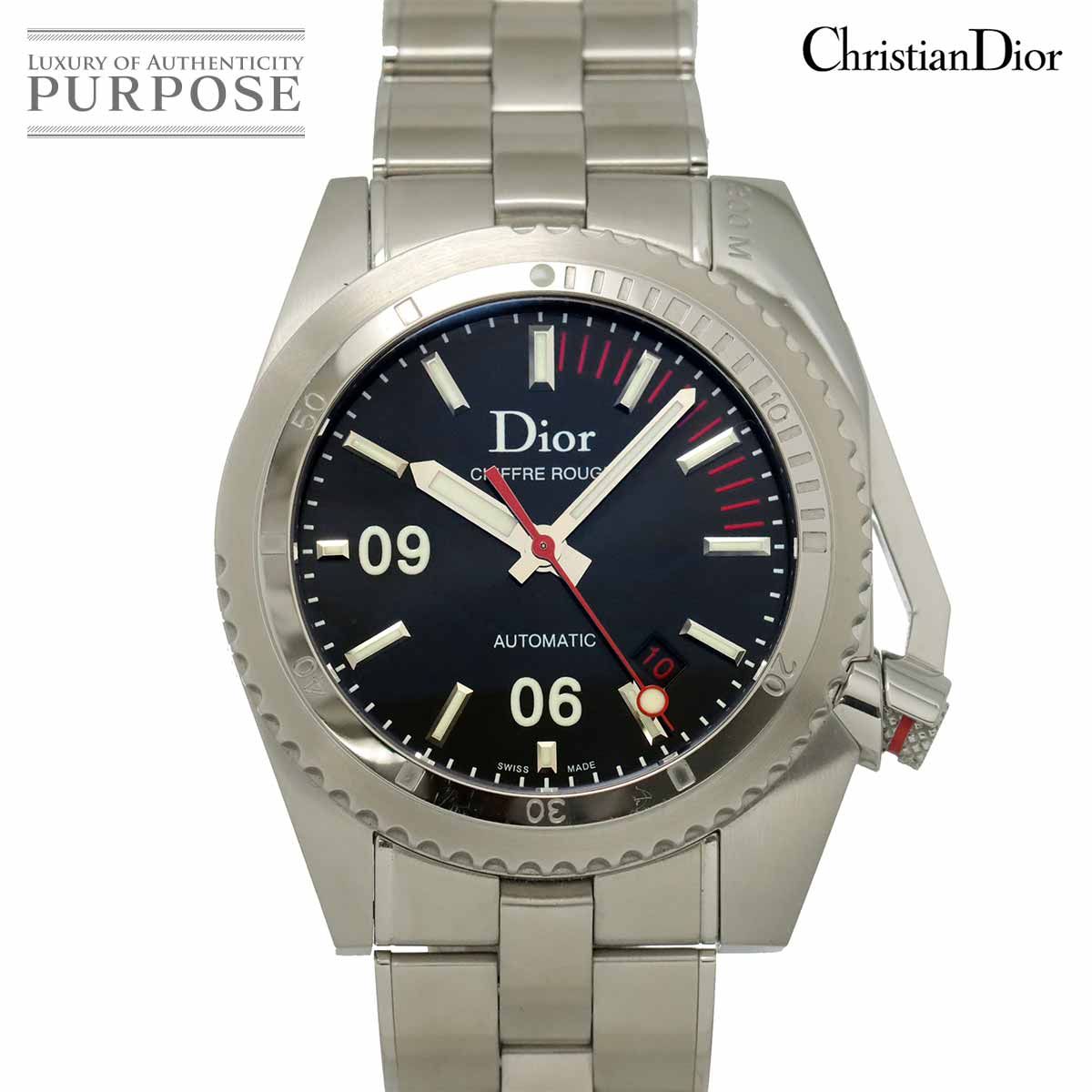 クリスチャン ディオール Christian Dior シフルルージュ CD085510 メンズ 腕時計 デイト ブラック 自動巻き Chiffre Rouge 90326172