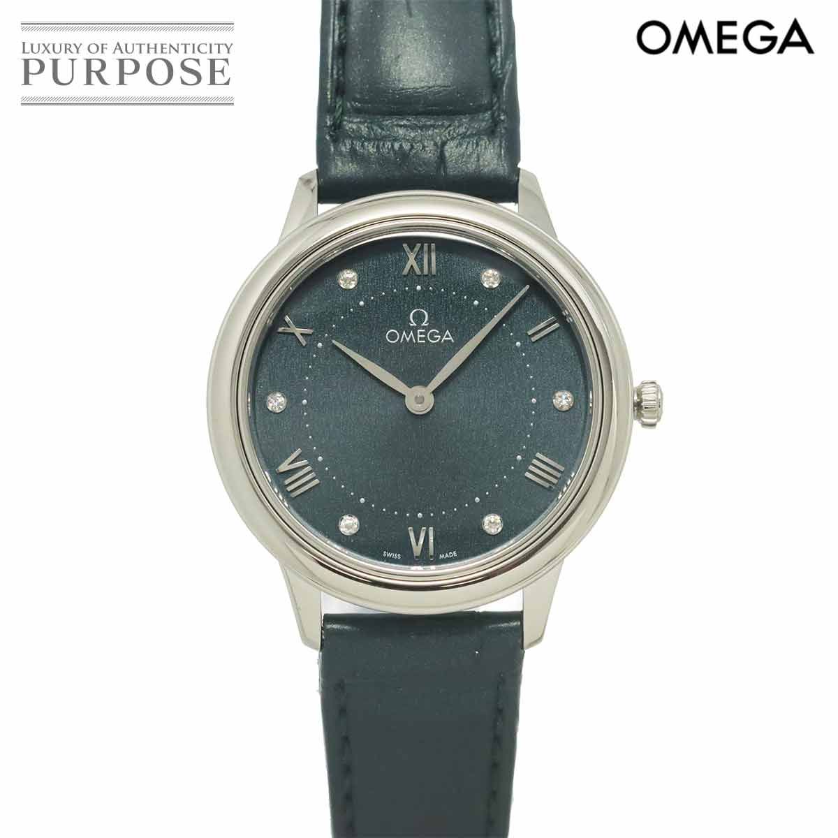 未使用 展示品 オメガ OMEGA デビル プレステージ 434 13 30 60 60 001 レディース 腕時計 6P ダイヤ グリーン DeVille Prestige 90327772