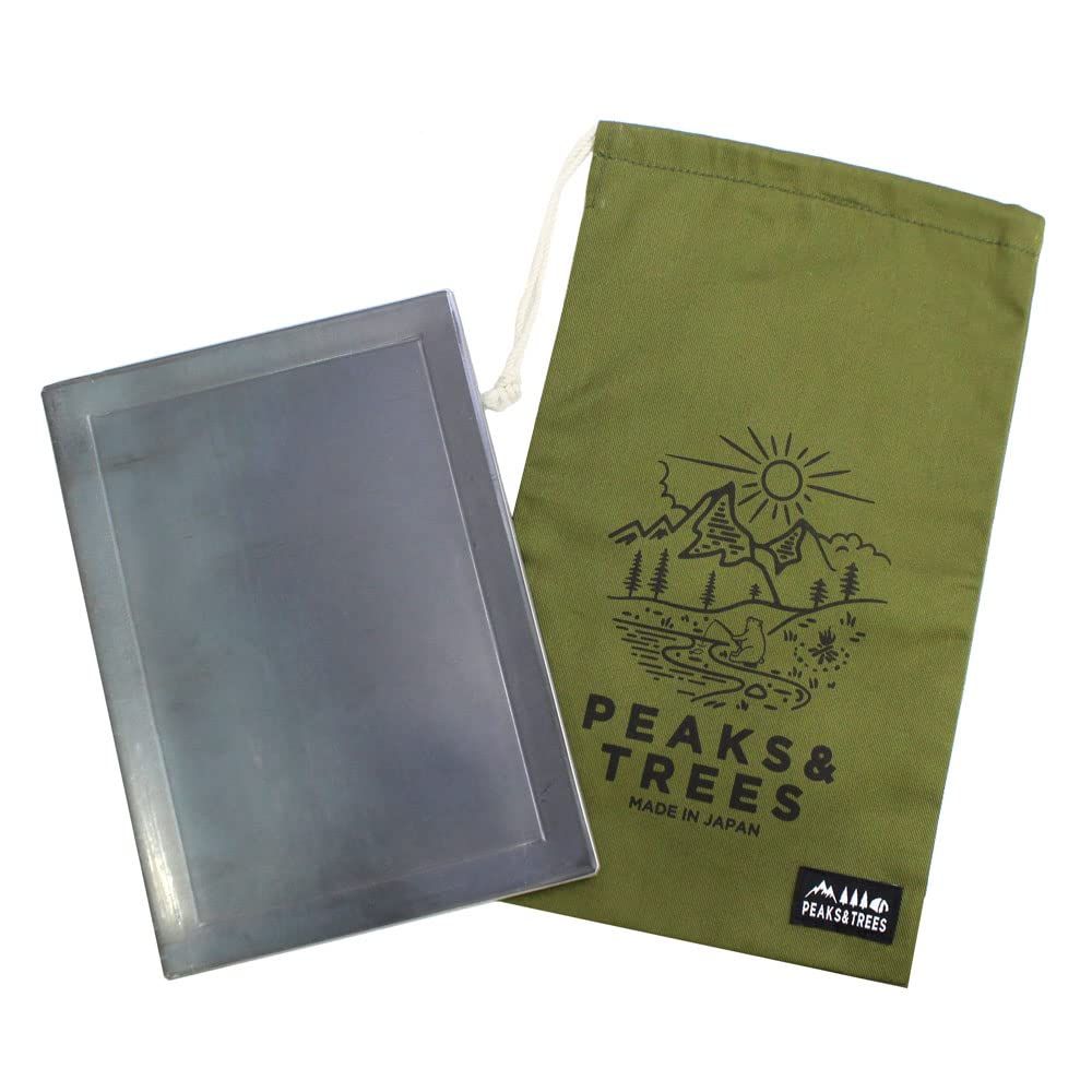 PEAKS&TREES 極厚鉄板 6mm ミニ 穴なし コットン収納ケース付き 黒皮鉄板 A5サイズ 小さめ キャンプ アウトドア クッカー バーベキュー グリル ソロ 調理器具 日本製 長方形 ピークス＆ツリーズ(沖縄・離島の方発送不可）) b64c7126