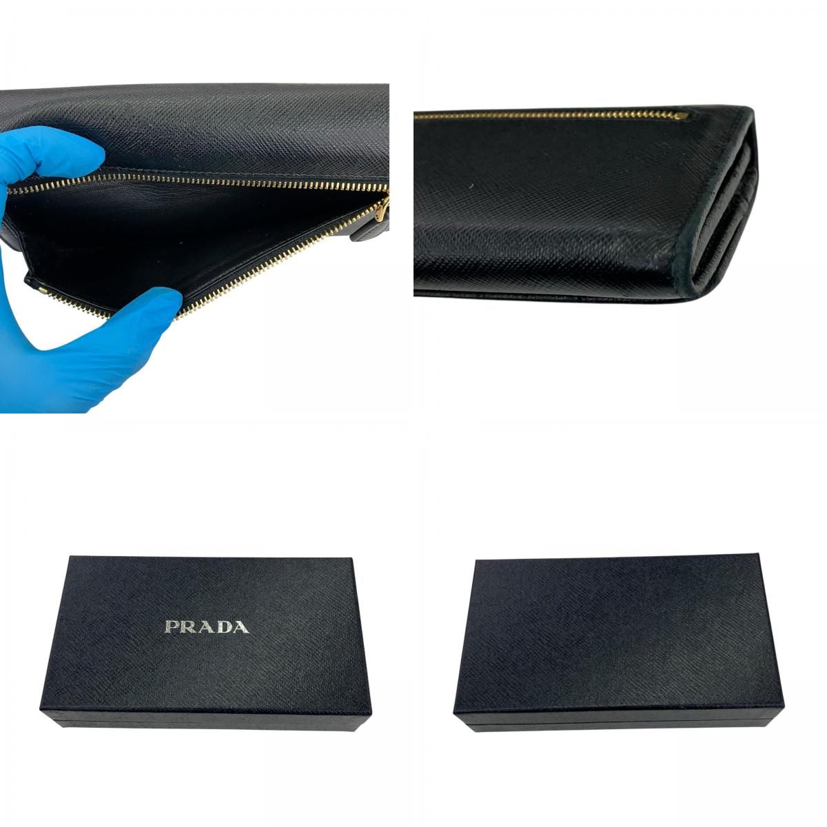 186005 現状品 PRADA プラダ 長財布 サフィアーノ ブラック - メルカリ