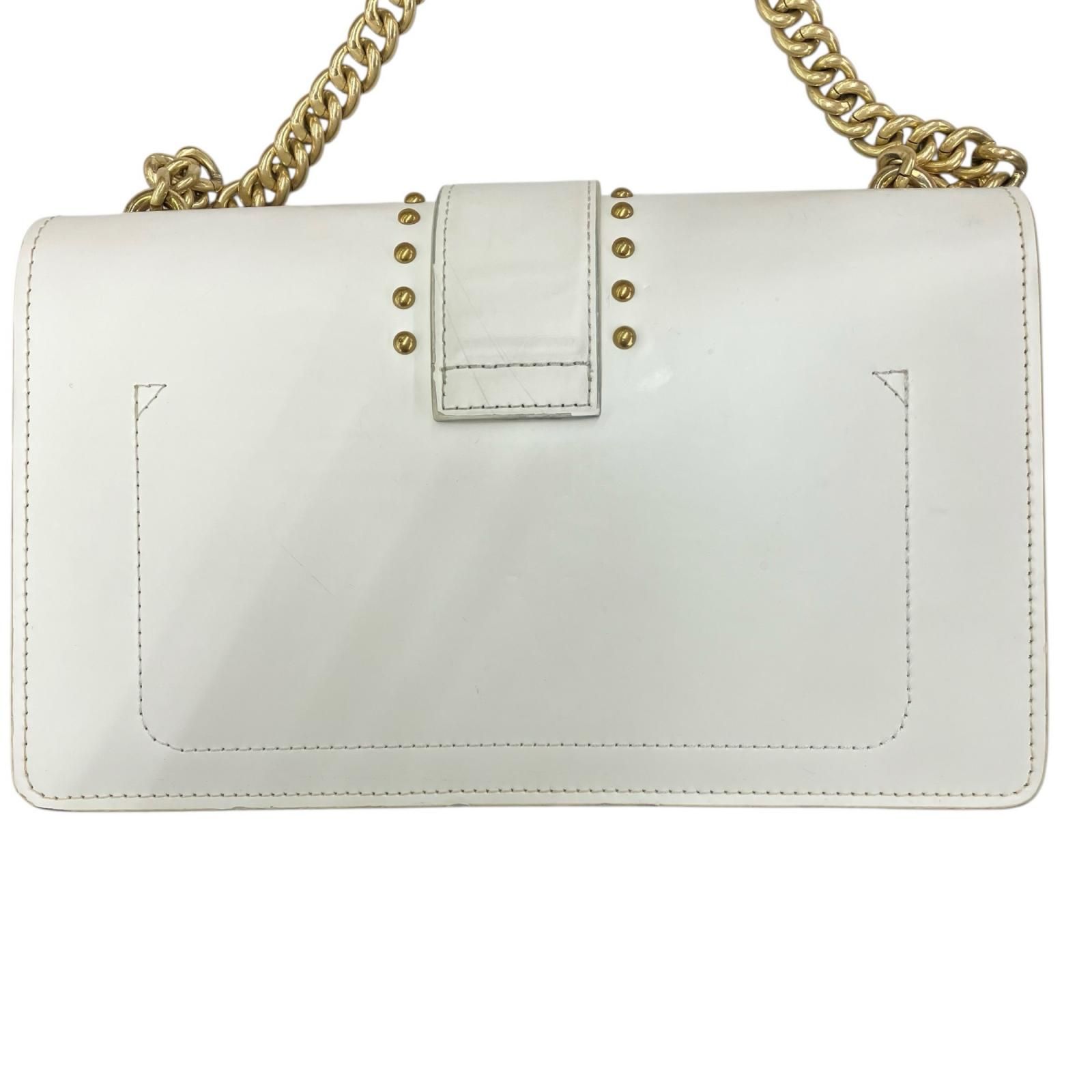 186001 PINKO ピンコ クラッチバッグ 白 ステッカー ゴールドチェーン 