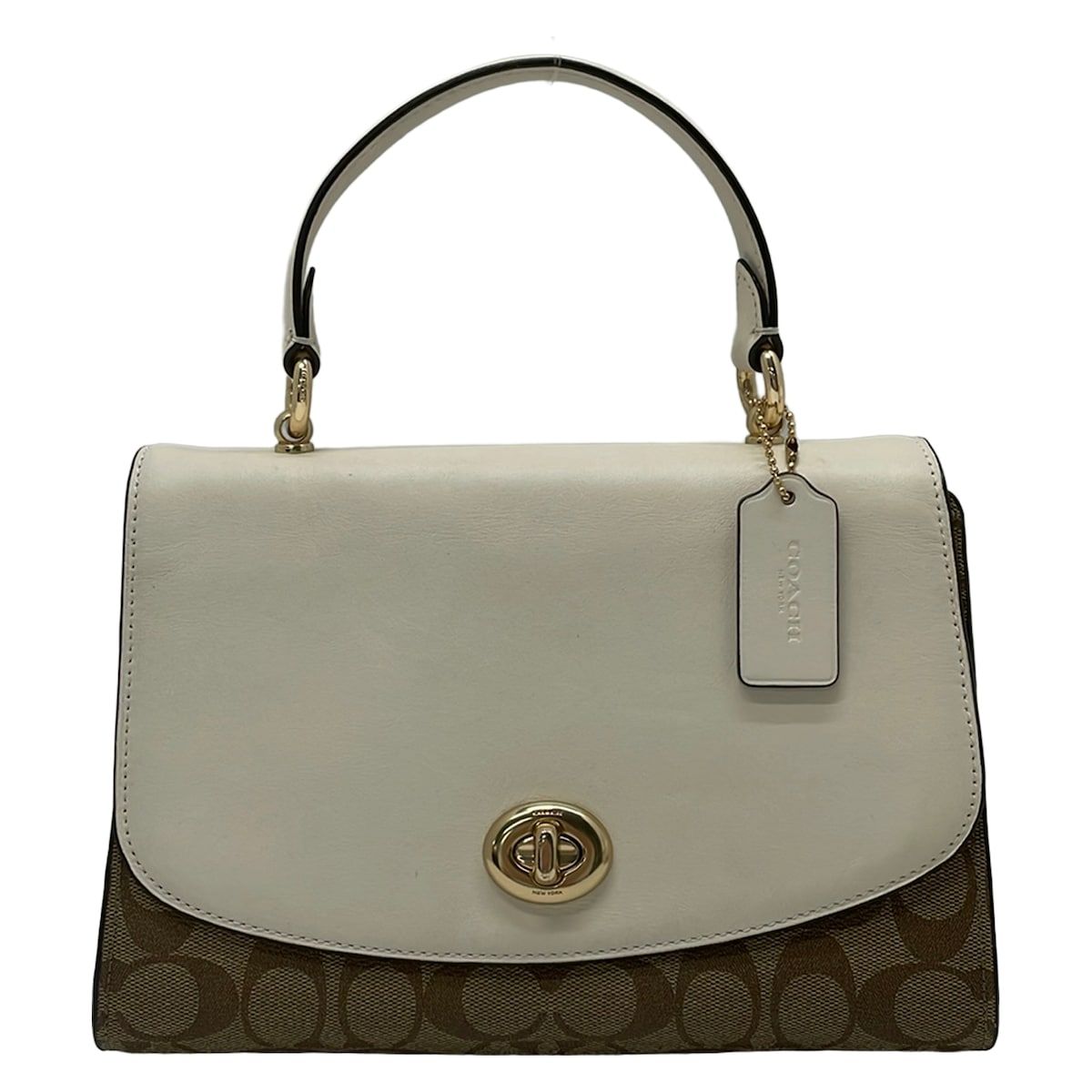 COACH(コーチ) ハンドバッグ ティリー トップ ハンドル サッチェル ウィズ シグネチャー キャンバス F76620 カーキ×アイボリー レザー