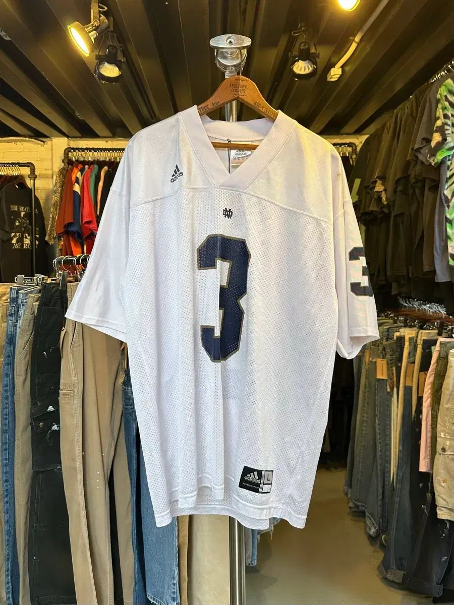 105-110 アディダス NFL フットボール Notre Dame メッシュ ジャージ