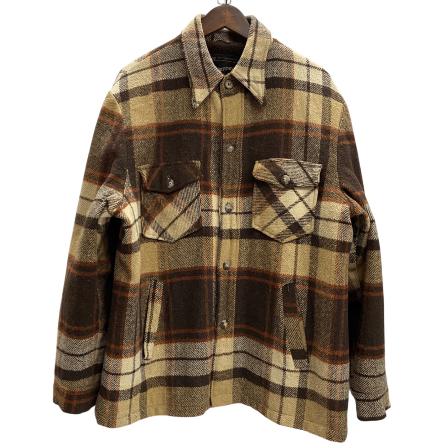 ジェーシーペニー 70's JC Penney CPO jacket チェック柄 シャツジャケット 長袖シャツ ブラウン XXLサイズ 201MT-5990 VB