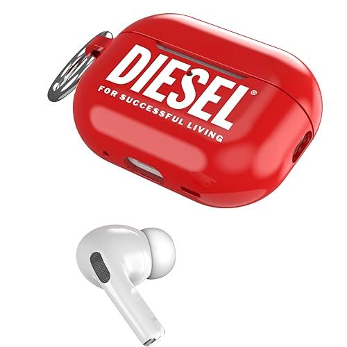 DIESEL AirPods Pro2 ケース/AirPods Pro ケース TPU おしゃれ カバー ブランドロゴ 保護 (ディーゼル AirPodsPro 第1世代 / 第2世代 ケース, 赤 レッド)Y d1b5bc68