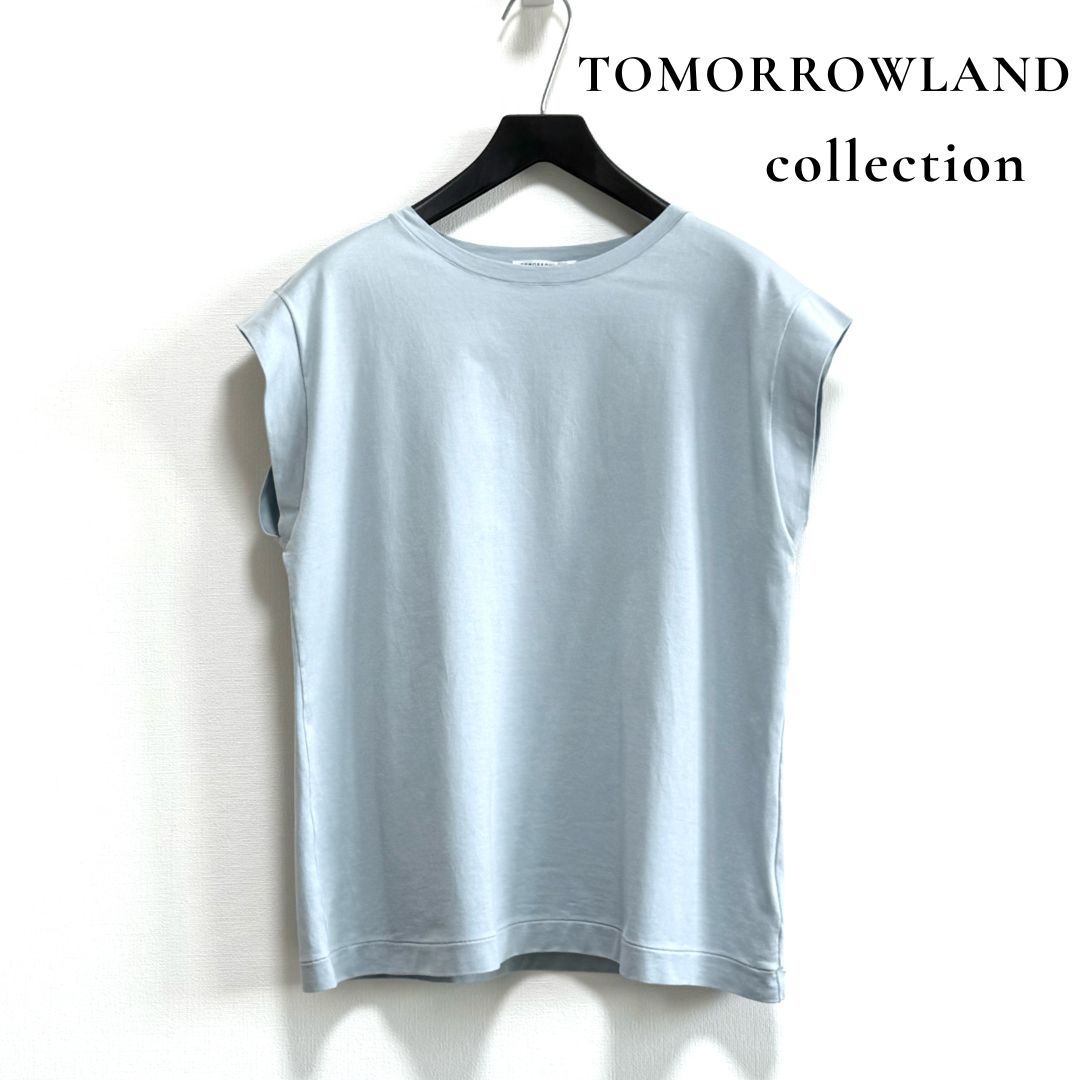TOMORROWLAND collection スーピマコットンジャージー フレンチスリーブプルオーバー S 日本製 カットソー トゥモローランド コレクション
