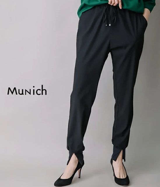 Munich(ミューニック) レーヨンラミーストレッチクロススリットリブパンツ MN221P51