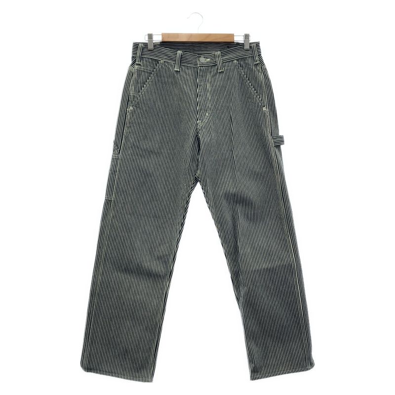 【中古】KOJIMA GENES ヒッコリー ストライプワークパンツ 32 ネイビー 児島ジーンズ [10]