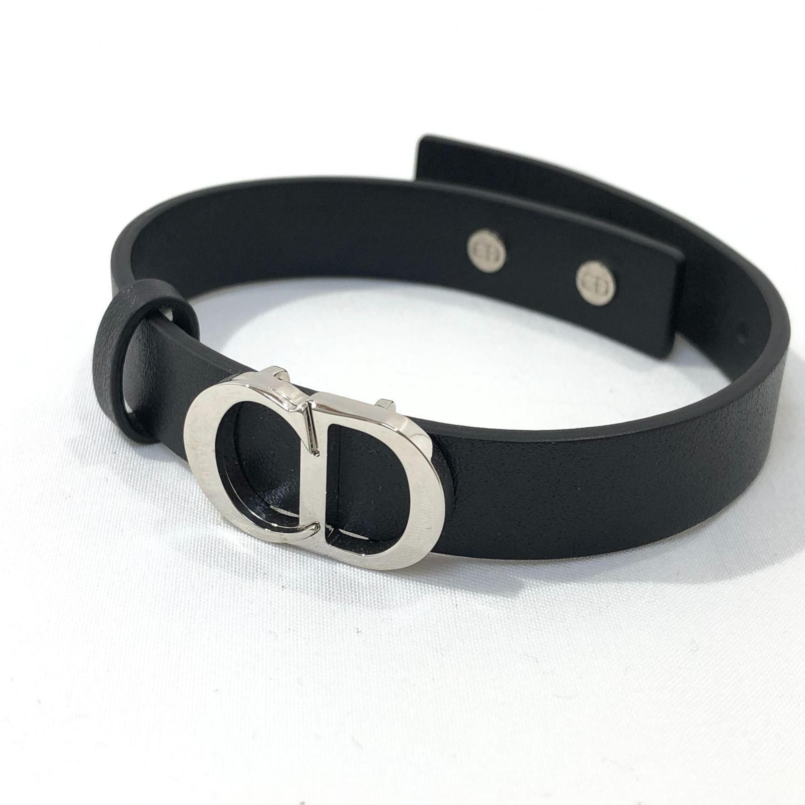 [七重浜85-2-080513nh] [併売]Christian Dior クリスチャンディオール ロゴ レザーブレスレット[中古] [レディース]