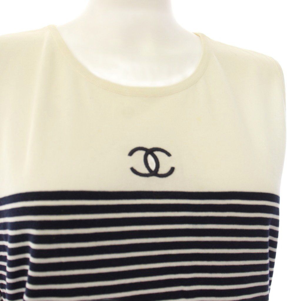 シャネル CHANEL ノースリーブニット カットソー ココマーク ボーダー