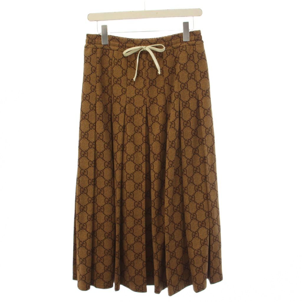 グッチ GUCCI GGテクニカルジャージープリーツスカート ロング XS 茶 526514 /KH ■GY57