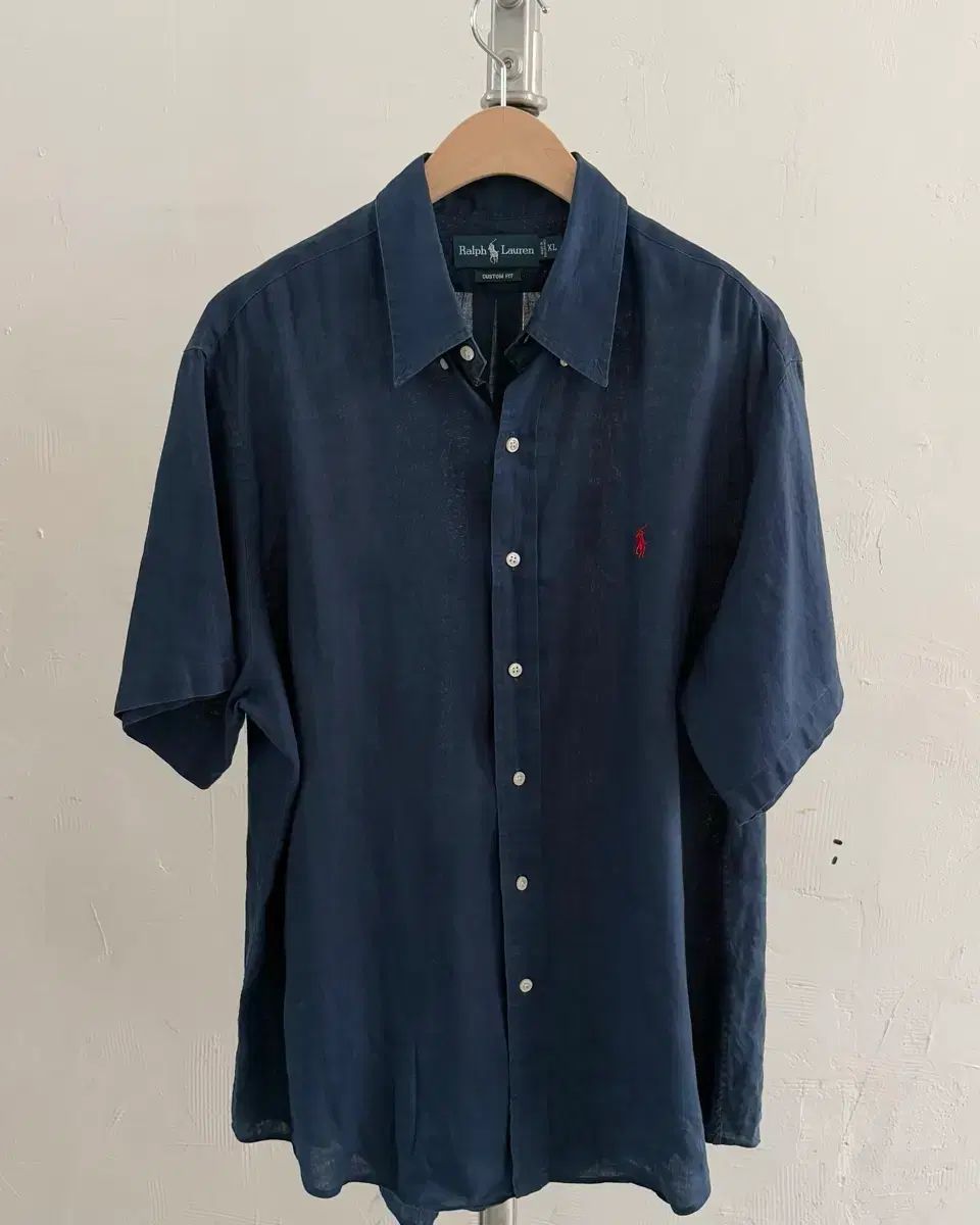 POLO ポロ リネン ネイビー 半袖シャツ